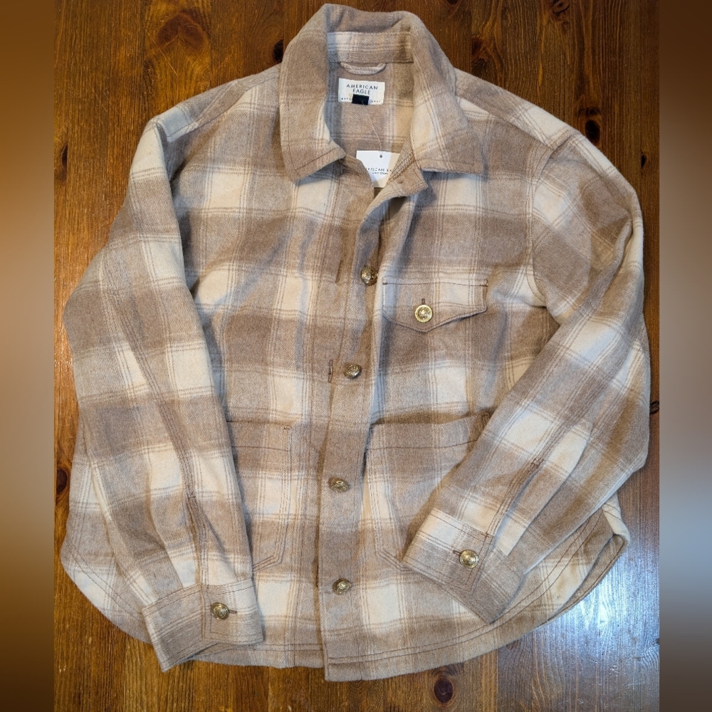 Woman's Plaid Button-Up Shirt Jacket